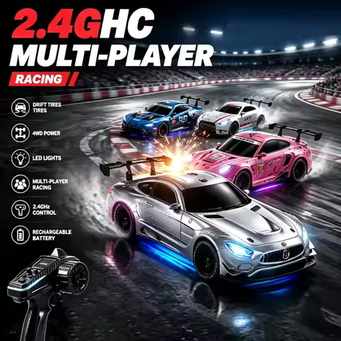 H6 1:43 Mini RC Drift Car 4WD Racing Car with LED Lights 2.4G Remote Control Desk Competition Cars M
