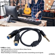 ZELTH 6.35mm TRS to 2 XLR Y Splitter Cable, 0.5m / 1.6ft Stereo Audio Dual XLR Female to 1/4in Male,