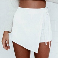 Women Ladies Summer Irregular Lace-up Slit Short Skirt Casual Mini Skort