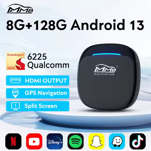 2025 MMB Max 5.0 AI Box Android 13 QCM6225 8-Cores Android Auto Wireless CarPlay Adapter Split-Scree