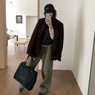 Real Shot❤ Medieval Tote Denim Genuine Leather Female Shoulder Shopping Bag High-End Feeling 6e9 07d