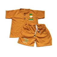 setelan anak motif hewan set kiano baju laki laki perempuan usia1-5tahun