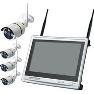 4 Channel 960P Wireless NVR Kit 12.5 inch LCD WiFi NVR 4 x 1.3MP WiFi IP Camera with Night Vision