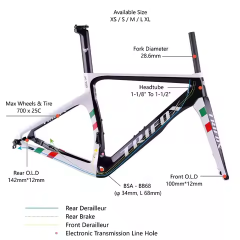 TRIFOX Carbon Fiber Bicycle Frame X10TA Alex Thru 700X28C Racing Road Bike Frameset