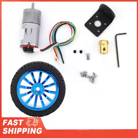 Encoder Gear Motor with Mounting Bracket 65mm Wheel Kit for Smart Car Robot DC12V JGA25-371 Machiner