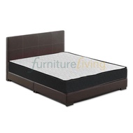 Furniture Living Queen size Divan Bedframe (Brown) + Queen size Spring Mattress 9inch