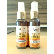 Petto Nano Gold Wound Spray & Spray for Infected & Itchy Paws for Cats & Dogs 50ml