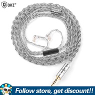 QKZ สายอะไหล่หูฟัง T7สายทองแดงสีเงินสายที่คาดศีรษะแบบถักเปีย3.5มม. 2PIN ปลั๊ก S/qdc สำหรับ QKZ ZX3 Z