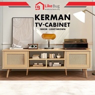 Kabinet TV 6 Kaki Rotan Effect / Rattan TV Cabinet Console Hingga 70 Inci Rak TV Moden
