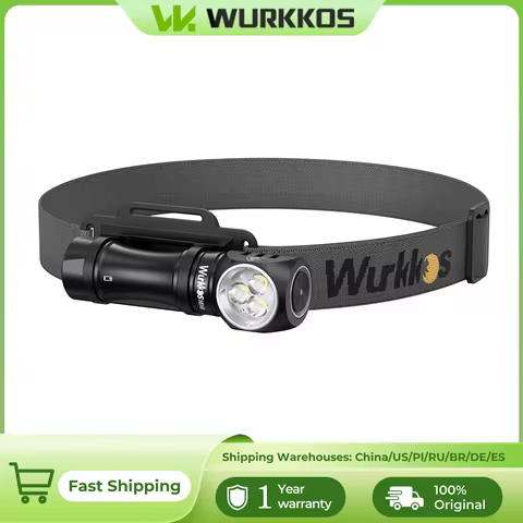 Wurkkos HD10 Headlamp Rechargeable 14500 IP68 Mini EDC 1200Lm 3* 90 CRI LEDs + 3* RGB Aux LEDs Andur