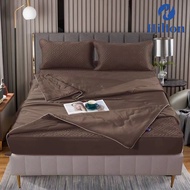 Hilton ผ้าปูที่นอน+ผ้านวม Set 4 ชิ้น ผ้าปูที่นอนยางพาราเย็น สีพื้น 6 ฟุต เกรดพรีเมี่ยม ผ้านุ่ม ลื่