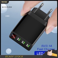 mw 5V 3A Charger Head Digital Display High Compatibility ABS Portable 3-USB Charger Head for Home