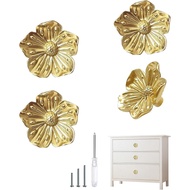 Tombol Almari Emas, Tombol Bunga untuk Laci Almari, Tombol Kabinet Bunga Loyang, Tarik dan Tombol Vi
