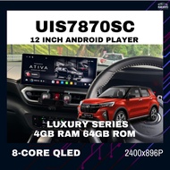 12 Inch UIS7870SC 2.7Ghz Android 13 4GB RAM 64GB ROM Android Player (PERODUA ATIVA)