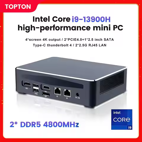 Topton 13th Gen Gaming Mini PC i9 13900H i7 13700H Intel Thunderbolt 4 DDR5 4800MHz PCIE4.0 Gamer Co