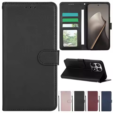 Wallet With Card Slot Kickstand Magnetic Flip Leather Case For Xiaomi 15T M7 Pro 5G C75 X7 X6 C65 Re