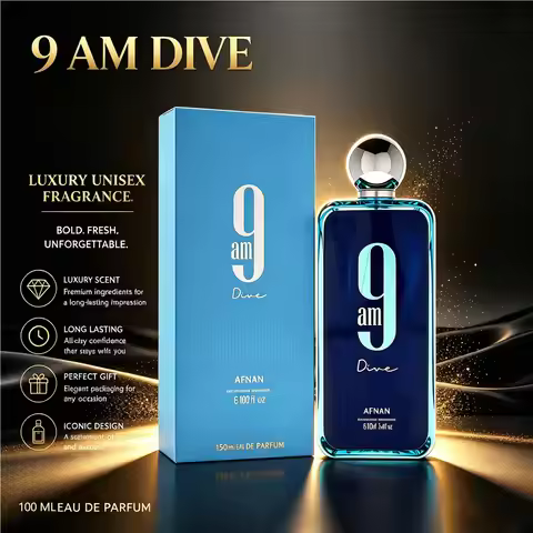 Afnan 9 Collection 9 AM Dive Eau De Parfum Spray Unisex Fragrance 3.4 Oz 100ml Long Lasting Daily Pe