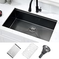 32x19 Black Stainless Steel Undermount Kitchen Sink, Bewitch 32 Inch Black Workstation Kitchen Sink 