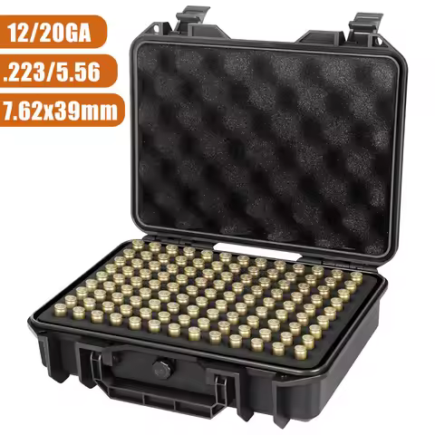80/117 Rounds Ammo Case 5.56/.223 12/20GA Ammo Storage Box Waterproof Ammo Box Lockable Shockproof B