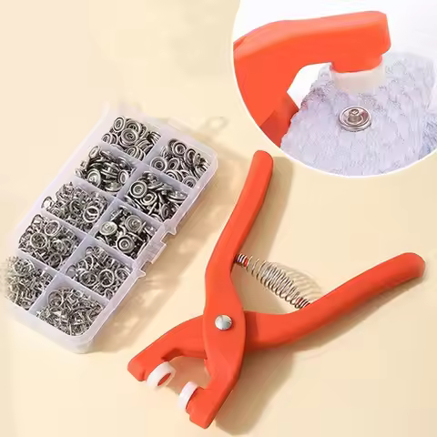 Metal Snaps Buttons with Fastener Pliers Tool Kit Five Claw Buckle Set Sewing Free Buttons Set for D