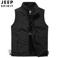 JEEP SPIRIT Vest เสื้อแจ็คเก็ตกีฬาวัยรุ่นผู้ชายเสื้อกั๊กลำลองบางฤดูร้อนเทรนด์