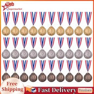 [Ueb]30pcs 2inch 1st 2nd 3rd Medal ที่มีริบบิ้นคอสีทองรางวัลทองสัมฤทธิ์รางวัลทองคำรางวัลสำหรับการประ