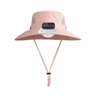 Outdoor Wide Brim Sun Hat with Solar Powered Fan Hat Breathable Mesh Design UV Protection Kids Boys 
