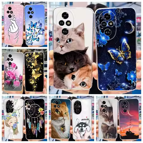 For Honor 200 Pro Case ELP-AN00 Cute Cat Butterfly Painted Cover Soft Silicone Phone Case For Honor 