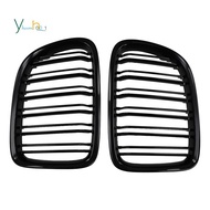 Glossy Black Front Bumper Dual Slat Front Kidney Grill Grille For X1 Series E84 SDrive XDrive 2009-2