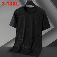 ASFLY 11XL 10XL Plus Size T-shirts Summer Men Black Short Sleeve Crew Neck Tshirts Loose Tee Tops Ma