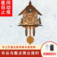 Hourly Chiming Cuckoo Wall Clock Goo Goo Alarm Clock Nordic Retro Style Clock Wooden Living Room Clock Ornaments