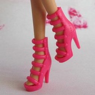 正版芭比娃娃鞋子 粉紅排釦舞台鞋高跟鞋短靴