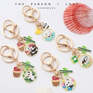 Chengdu Gift 2024 Cartoon Style Panda Flower Keychain Female Exquisite Pendant Keychain Male Pendant