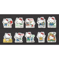 JAPAN 2018 GREETINGS HELLO KITTY (RIBBON, LETTER & BIRD) 82 YEN COMP. SET OF 10 STAMPS IN FINE USED 