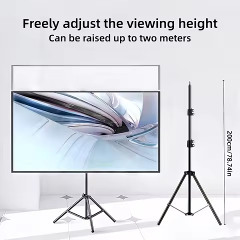 72 Inch Projector Screen with Stand, 2x1.5m Portable T-Shaped Projection Screen for Outdoor Indoor H