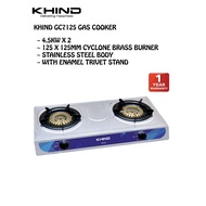 Khind GC7125 Gas Stove - 2 Hob Double Burner, Stainless Steel Body, Cyclone Brass Burners
