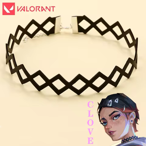 Game Valorant Choker Necklace Bracelet Game Character CLOVE Black Geometric Collar Cosplay Jewelry G