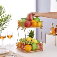 Gold Shelf 2-Tier Gold Fruit Basket Shelf/ Multipurpose Shelf/