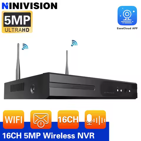 WiFi NVR 16CH 5MP H.265 Wireless Network Video Recorder Support Human Detection P2P Network Video Re