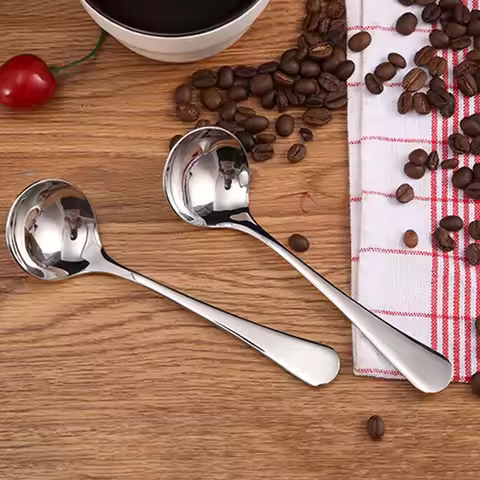 1Pc Long Handle Coffee Cupping Spoon Made Of 304 Stainless Steel For Precise Tasting And Brewing Sil
