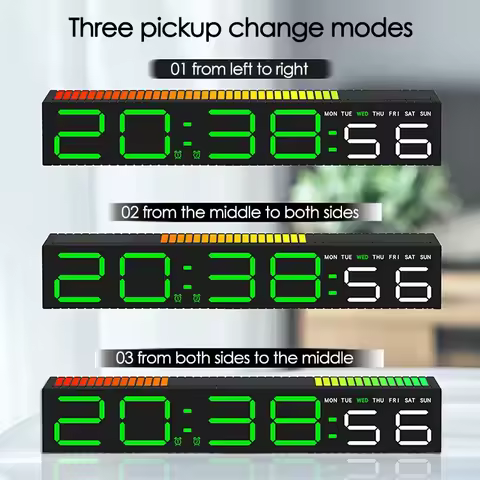 LED Alarm Clock Colorful Table Clock with Rhythm Light RGB Lamp Pickup Light Sound Control Music Rhy