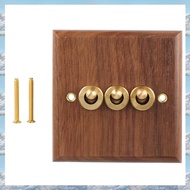 Retro American Industrial Style Light Switch Socket Solid Wood Brass Toggle Switch Plate Antique Hom