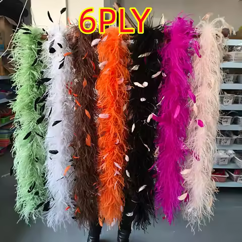 Customized Colorful Ostrich Feather Boas with Chicken Plumes Black White Turkey Feather Scarf Trim f