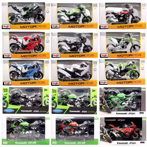 Maisto 1/12 Scale Kawasaki Ninja ZX6R ZX10R ZX14R H2R 400 Z900 RS Cafe KX 450F 250 R Motorcycle Mode