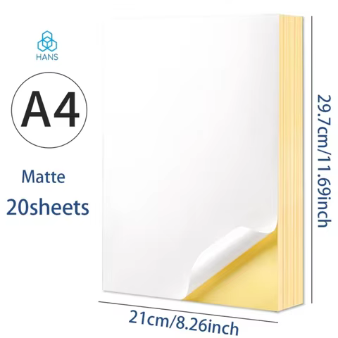 Hans，A4 Matte Kraft paper for printing self-adhesive labels on matte glossy paper for laser inkjet p