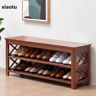 Bamboo Shoe Rack Bench, 2-Tier Sturdy Shoe Organizer for Entryway Bedroom Living Room