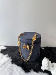 中古包 Dior 迪奧 復古金幣鏈條盒子包