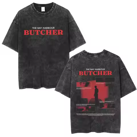 Washed Vintage Dexter Morgan The Bay Harbour Butcher Double Sided Print T Shirt Men Women Casual Ove