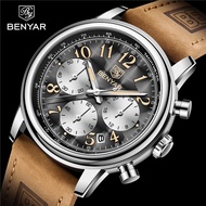 BENYAR Men Watch Chronograph Date Waterproof Sport Genuine Leather Male Wristwatch Top Brand Luxury Military Army Man Clock