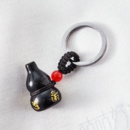 天然黑曜石六字箴言葫蘆鑰匙圈(含開光)避邪、化煞、開運、聚財